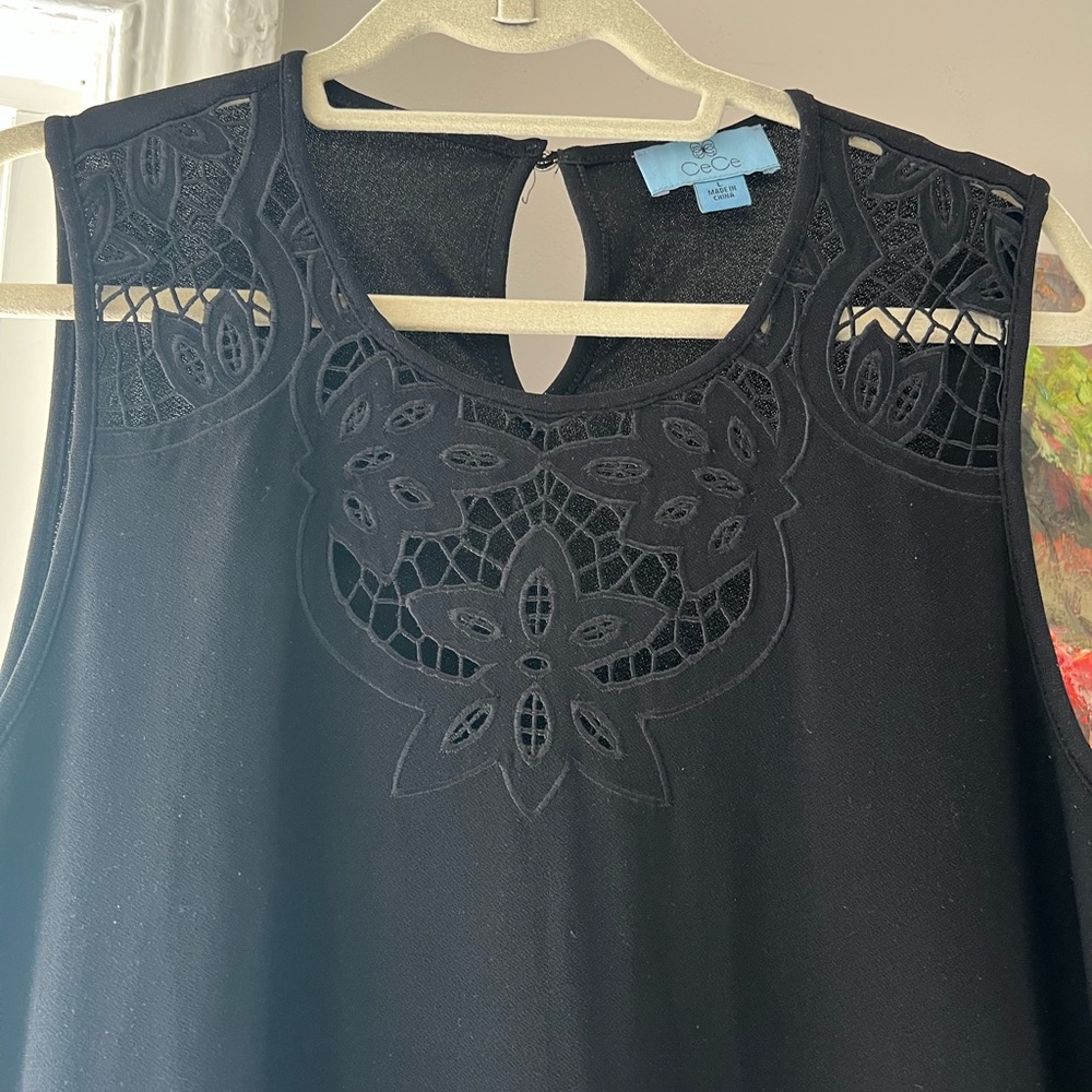 Cece lace yoke sleeveless dress size l